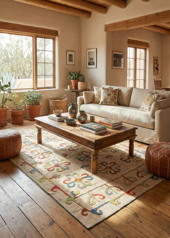 5' 7 x 7' 9 Hand Woven Kilim Suzani Wool Rug