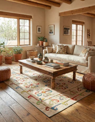 5' 7 x 7' 9 Hand Woven Kilim Suzani Wool Rug