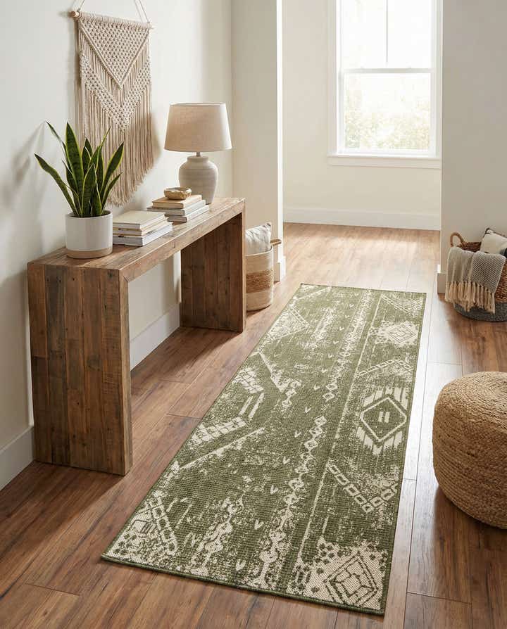 2' x 8' Easy-Clean Bohemian Indoor / Outdoor Runner Rug