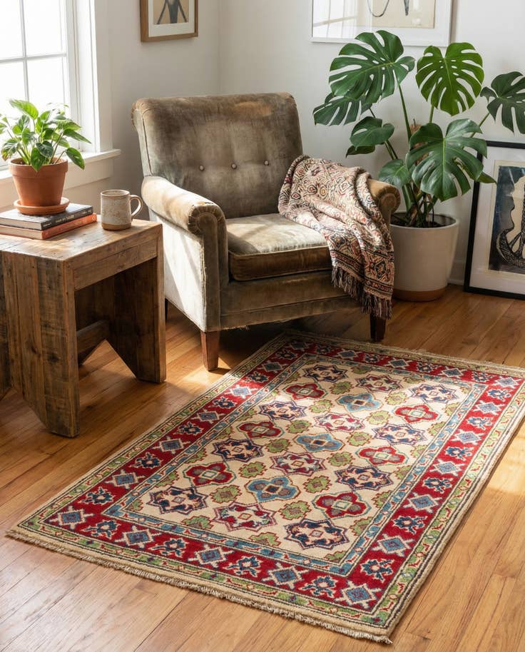 Detail image of 2' 8 x 4' 2 Hand Knotted Kazak Rug