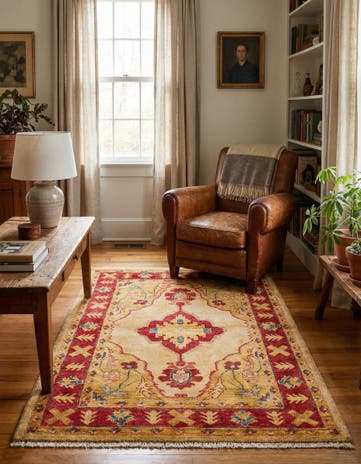 3' 5 x 4' 10 Hand Knotted Ziegler Wool Rug
