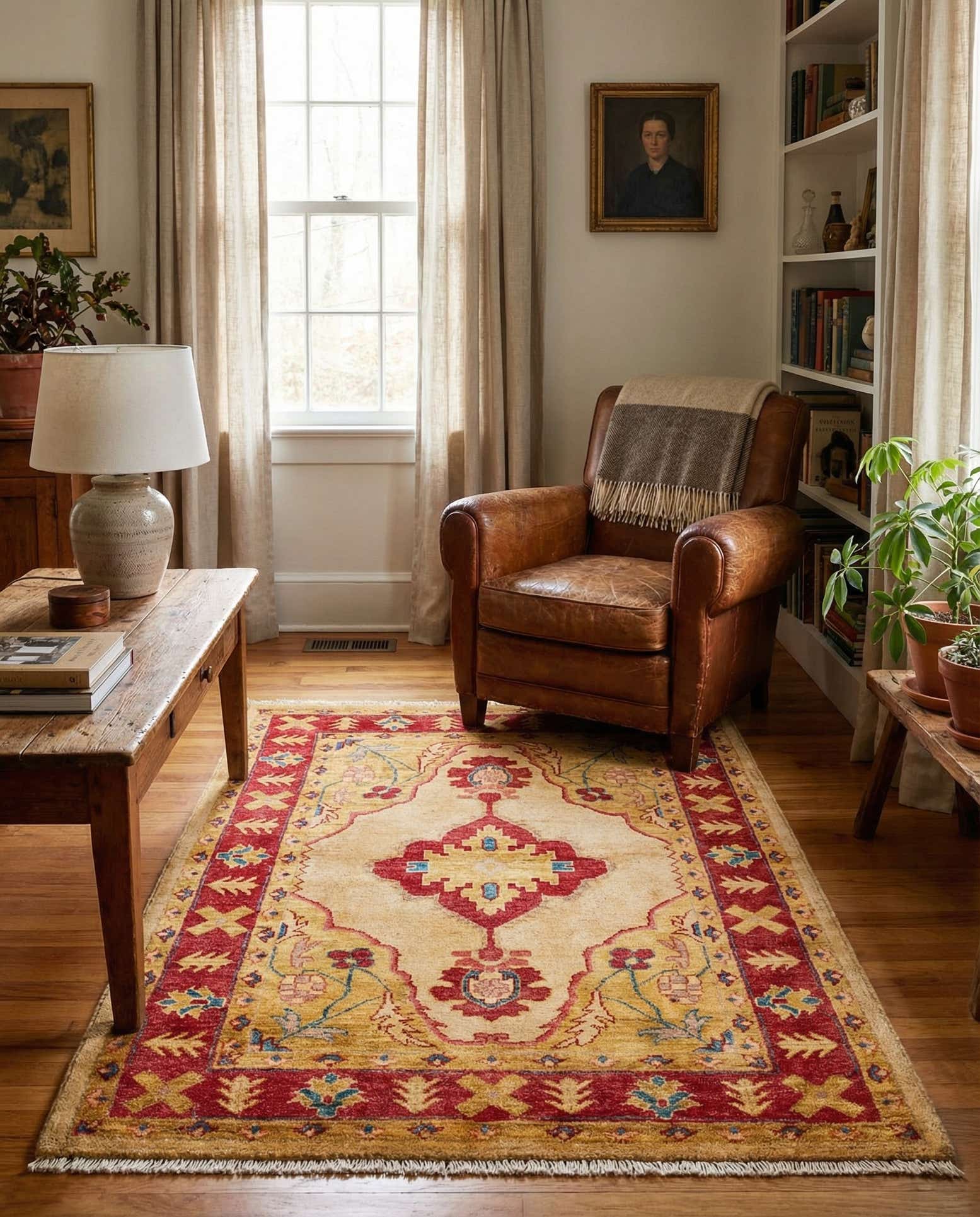 3' 5 x 4' 10 Hand Knotted Ziegler Wool Rug