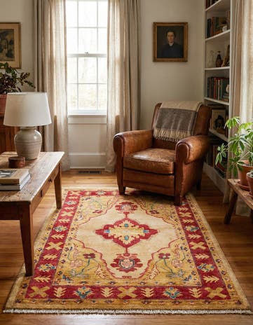 3' 5 x 4' 10 Hand Knotted Ziegler Wool Rug
