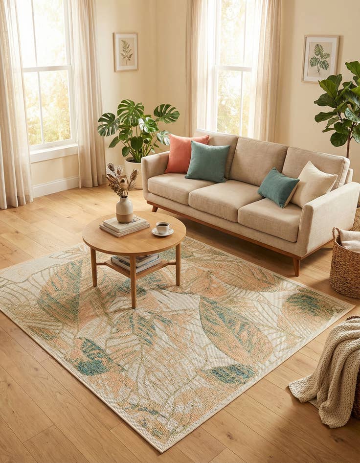 Detail image of  5' 3 x 5' 3  Washable Baja Indoor / Outdoor Square Rug