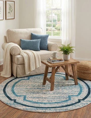 Blue Oasis Round Rug