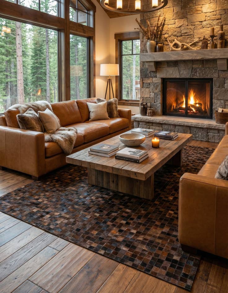 Detail image of 5' 11 x 8' 11 Cowhide Stocks Rug