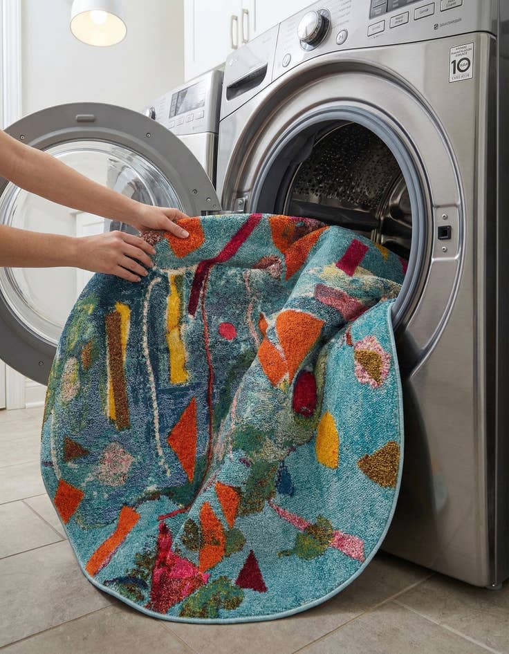 Detail image of  7' x 7'  Washable Vivid Round Rug