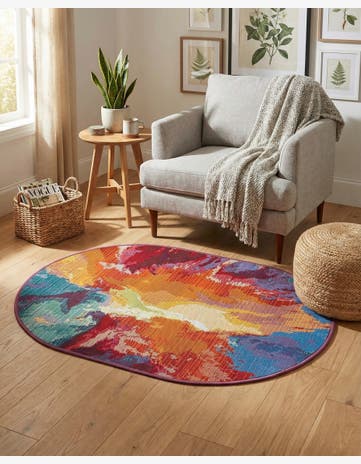 2' 2 x 3' Easy-Clean Modern Indoor / Outdoor Oval Rug