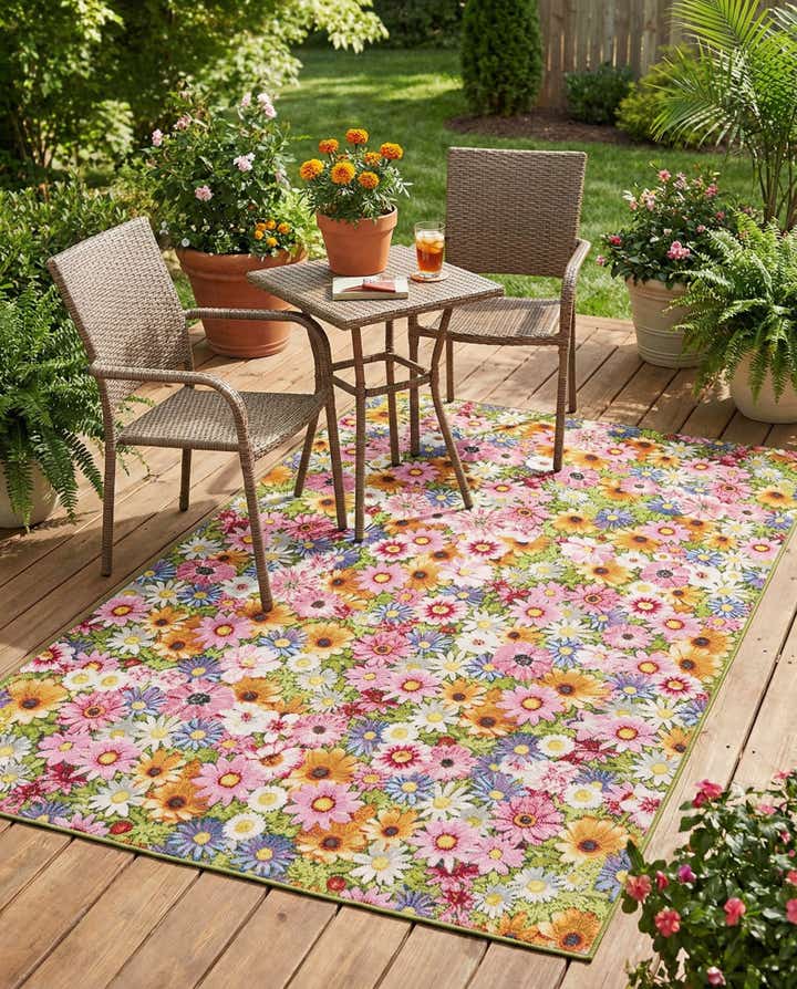 5' x 8' Easy-Clean Botanical Indoor / Outdoor Rug
