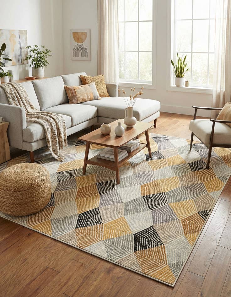 Detail image of  9' x 12'  Washable Modern Indoor / Outdoor Rug