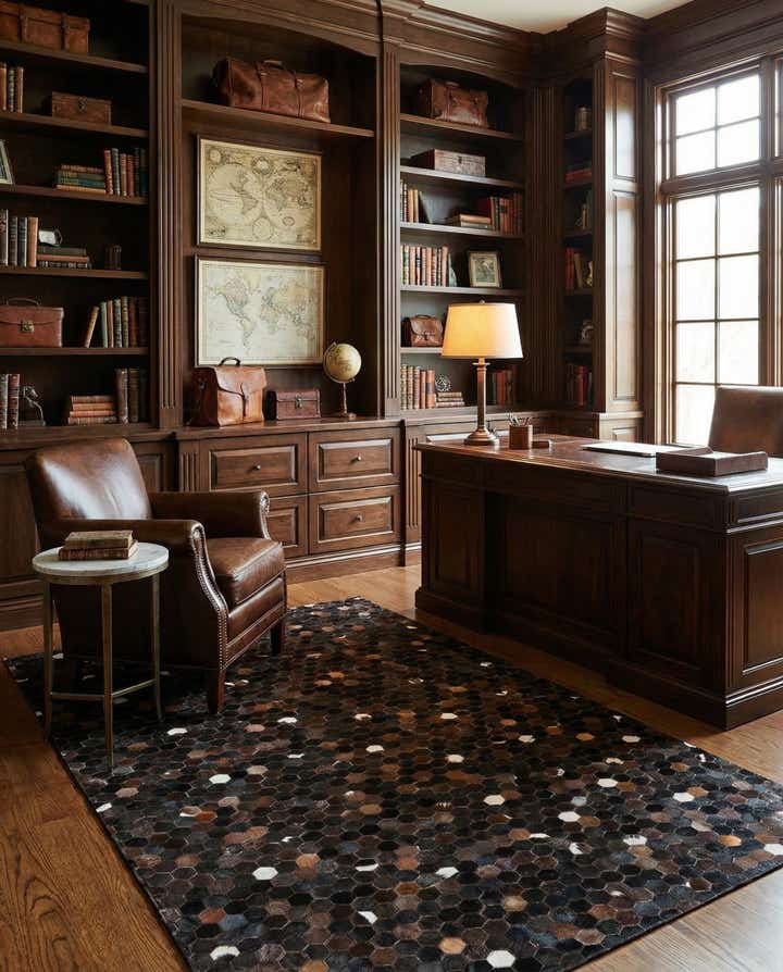 5' 1 x 8' Cowhide Leather Rug