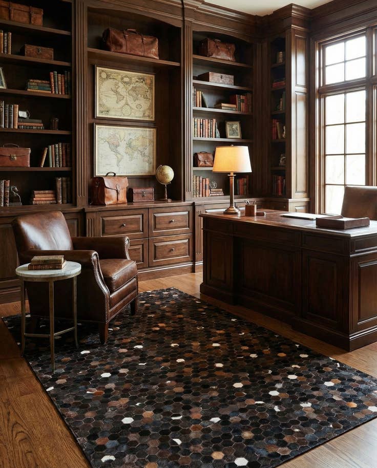 Detail image of 5' 1 x 8' Cowhide Leather Rug