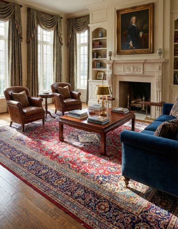 9' 8 x 13' 3 Hand Knotted Kashan Persian Wool Rug