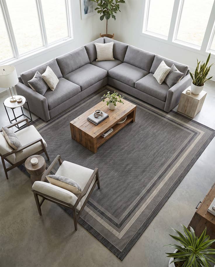 Detail image of 13' x 13' Easy-Clean Border Indoor / Outdoor Square Rug