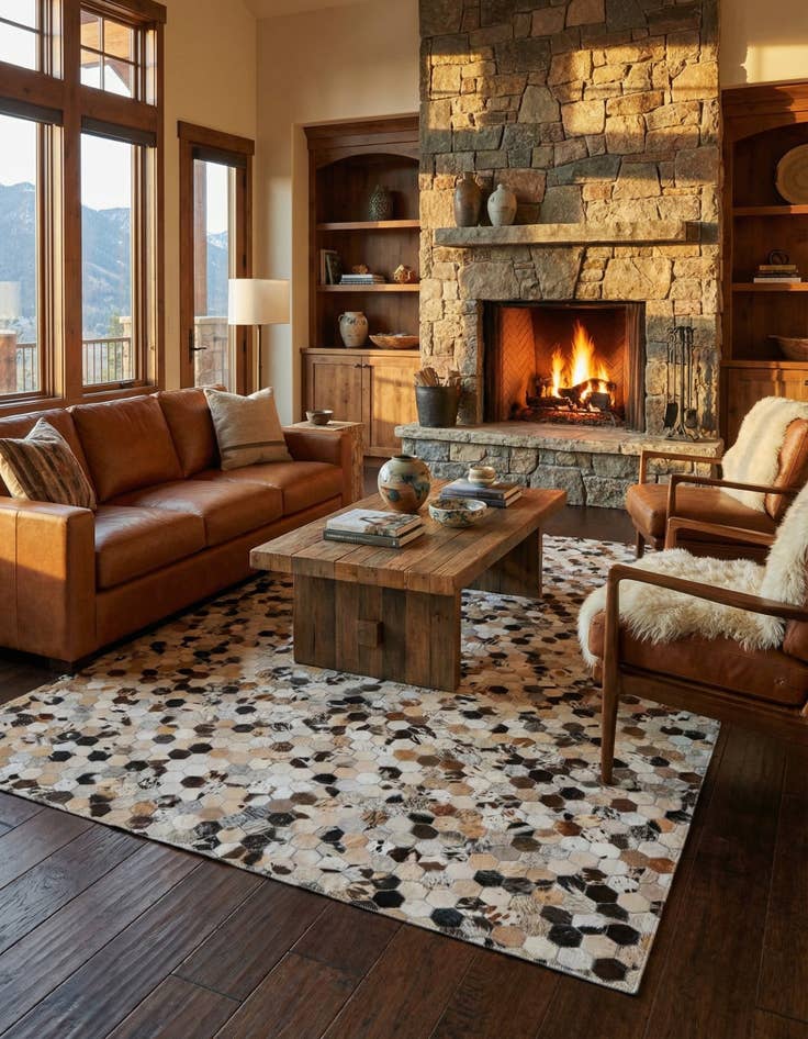 Detail image of 5' 2 x 8' Cowhide Rug