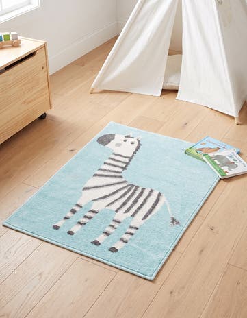 Teal Zebra Whimsy Kids Rug