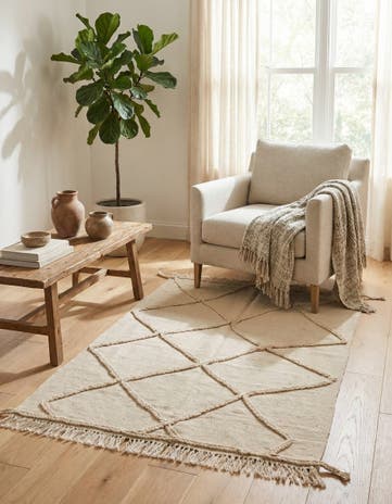 3' 5 x 5' Hand Knotted Moroccan Wool Rug