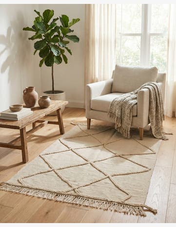 3' 5 x 5' Hand Knotted Moroccan Wool Rug