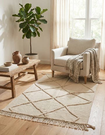 3' 5 x 5' Hand Knotted Moroccan Wool Rug