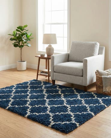  4' x 4' Lattice Shag Square Rug