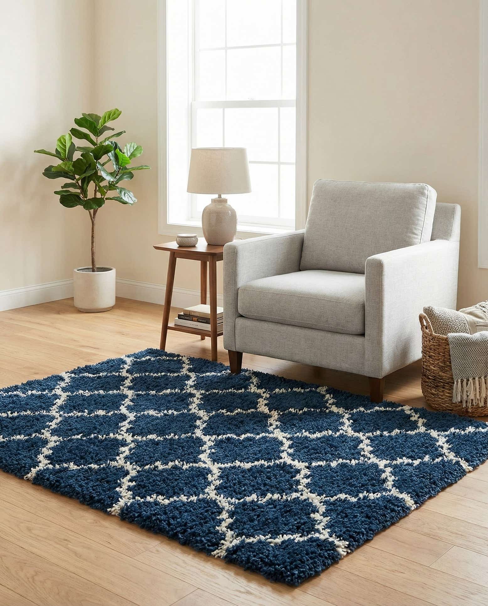 4' x 4' Lattice Shag Square Rug