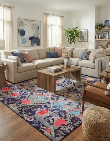 Navy Blue Washable Mesa Rug