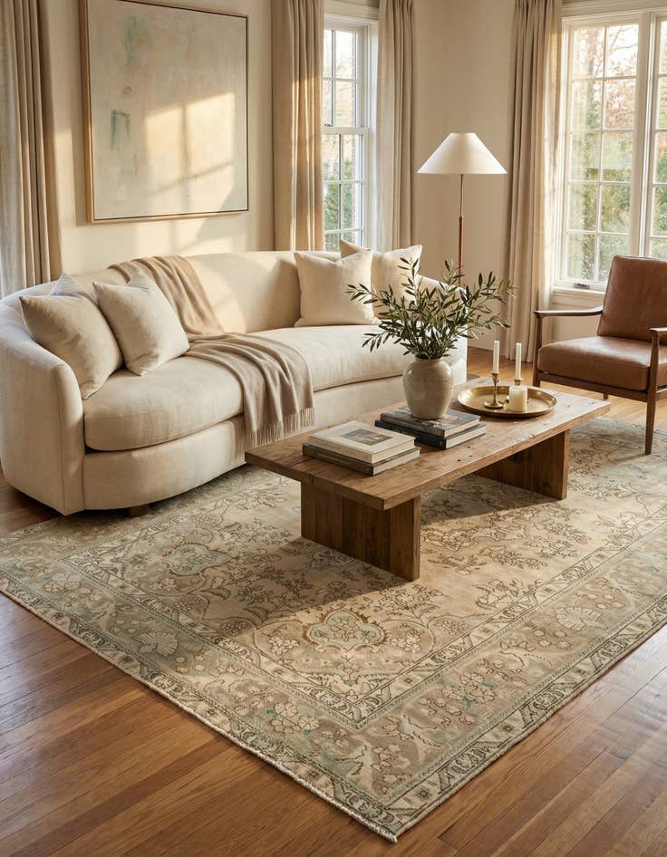 Detail image of 6' 5 x 9' 9  Hand Knotted Ultra Vintage Persian Wool Rug