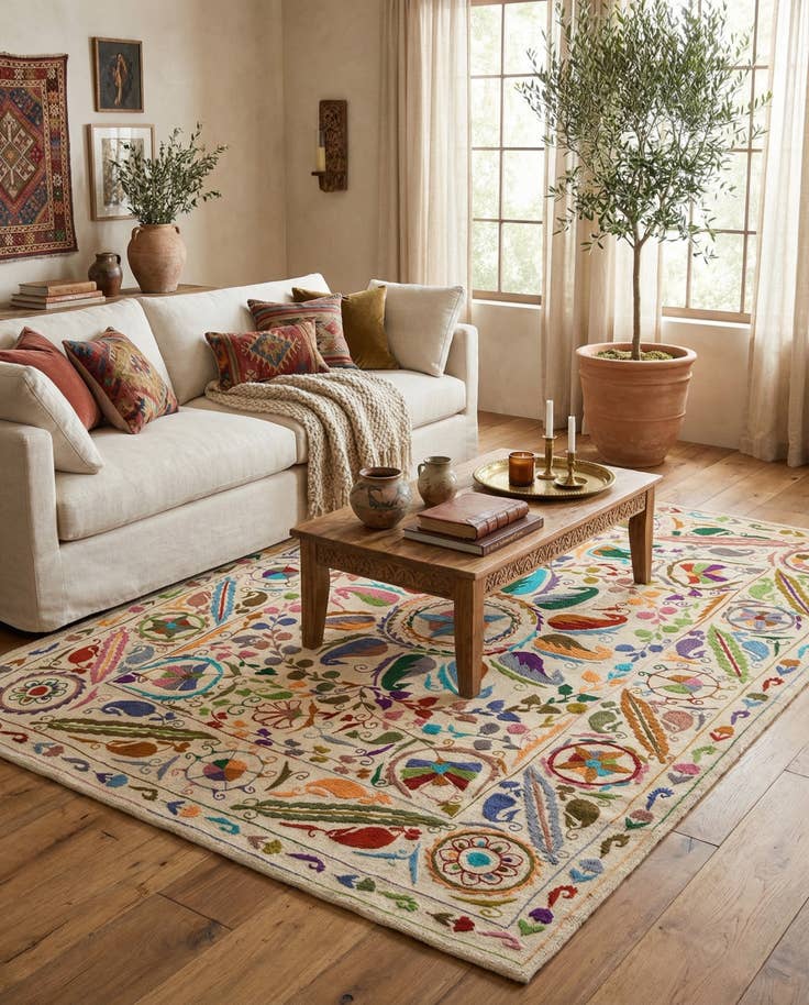 Detail image of 5' 9 x 7' 6 Hand Knotted Marok Kilim Rug