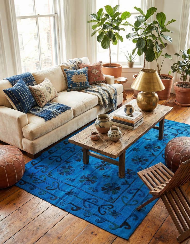 Detail image of 5' 8 x 7' 5  Hand Woven Kilim Suzani Wool Rug