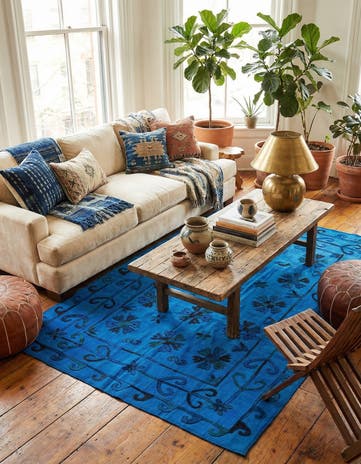 5' 8 x 7' 5 Hand Woven Kilim Suzani Wool Rug