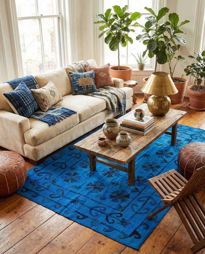 5' 8 x 7' 5 Hand Woven Kilim Suzani Wool Rug