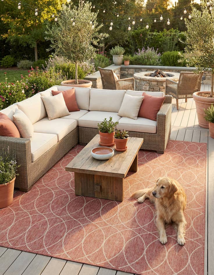 Detail image of  10' x 14'  Washable Lattice Indoor / Outdoor Rug