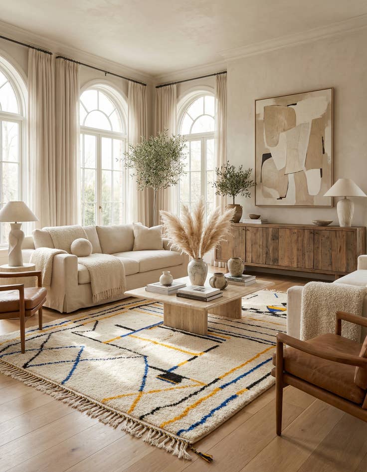 Detail image of 4' 10 x 7' 9  Hand Knotted Moroccan Wool Rug