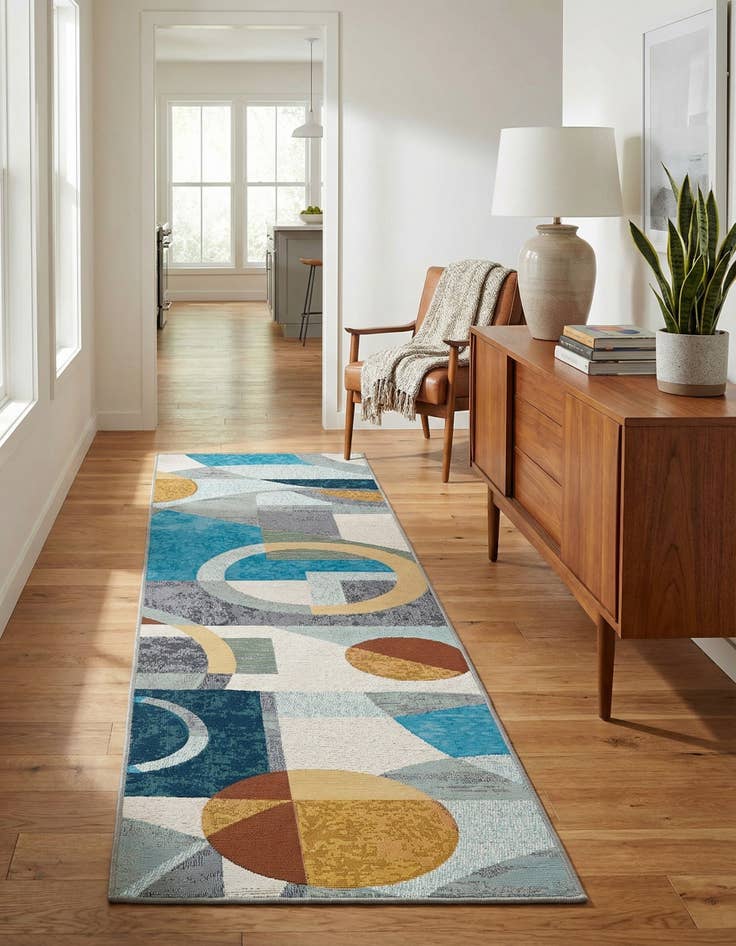 Detail image of 2' x 8'  Washable Modern Indoor / Outdoor Runner Rug