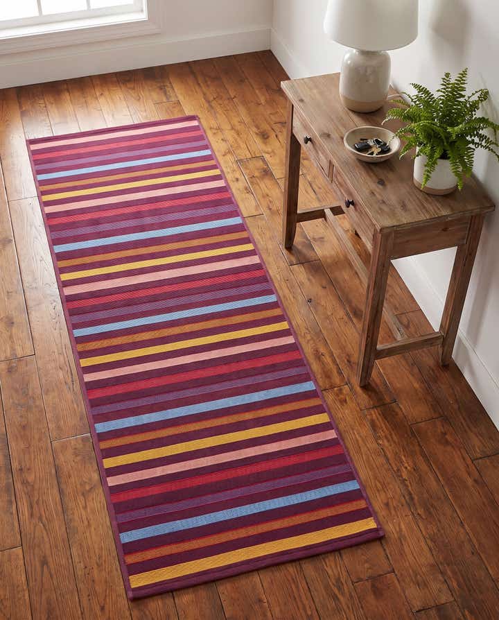 2' x 6' Easy-Clean Striped Indoor / Outdoor Runner Rug