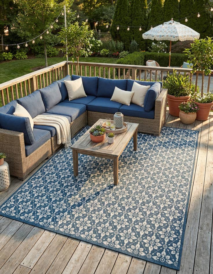 Detail image of 9' x 12'  Washable Trellis Indoor / Outdoor Rug
