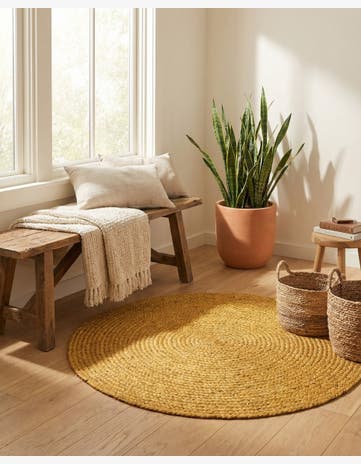 3' 3 x 3' 3 Handmade Braided Jute Round Rug