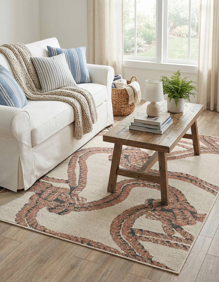 Detail image of 4' x 6'  Washable Coastal Indoor / Outdoor Rug