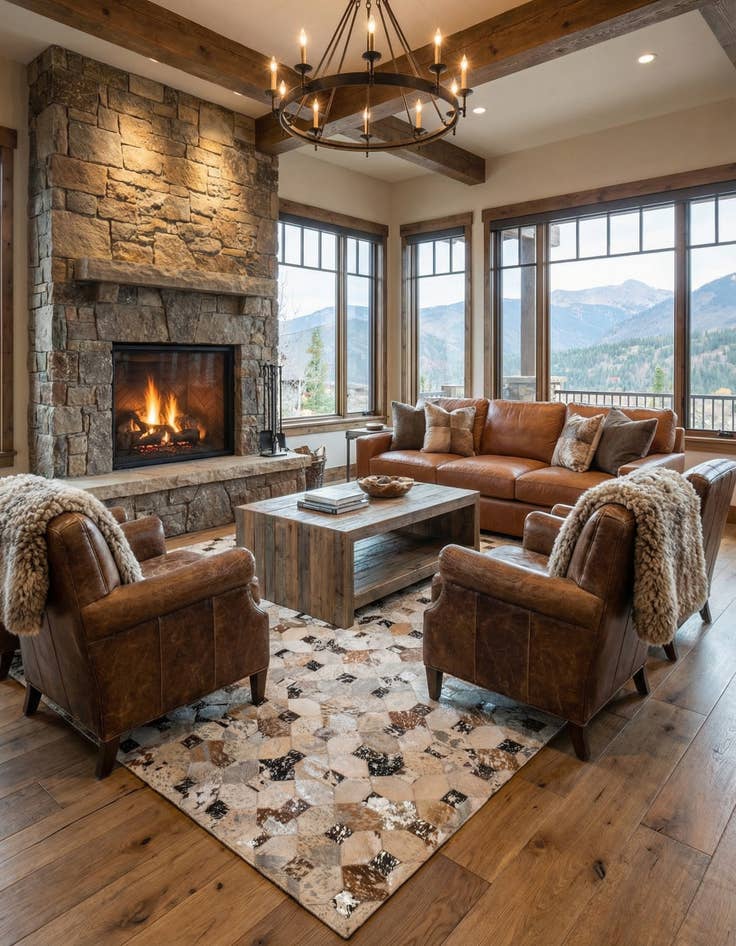 Detail image of 5' x 7' 10 Cowhide Leather Rug