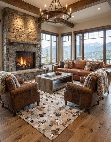 5' x 7' 10 Cowhide Leather Rug