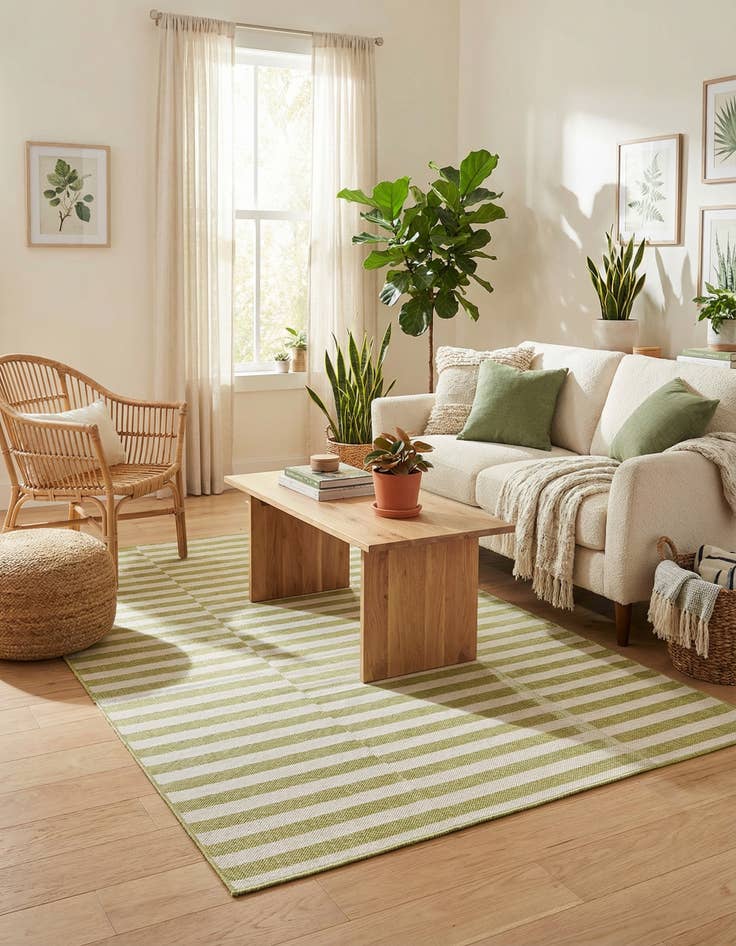 Detail image of 5' 3 x 8'  Washable Striped Indoor / Outdoor Rug