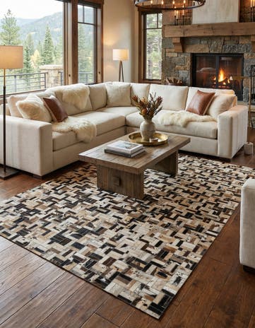 5' x 7' 11 Cowhide - Patchwork Rug