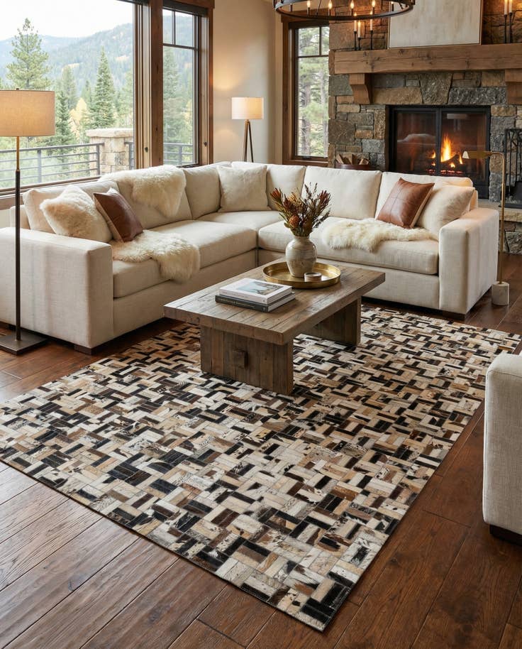 Detail image of 5' x 7' 11 Cowhide - Patchwork Rug