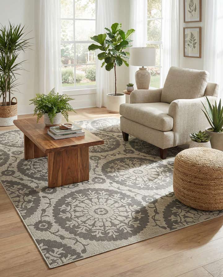 7' x 10' Easy-Clean Botanical Indoor / Outdoor Rug
