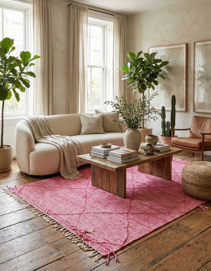 Detail image of 6' 7 x 10'  Hand Knotted Moroccan Wool Rug