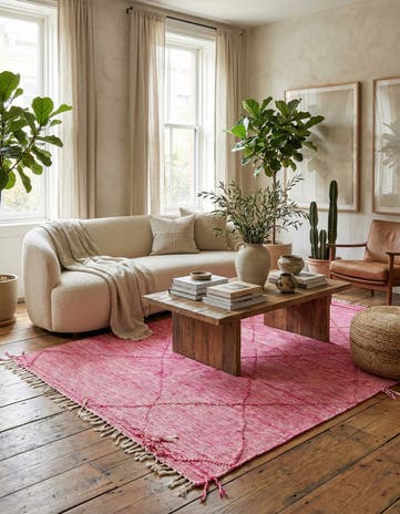 6' 7 x 10' Hand Knotted Moroccan Wool Rug