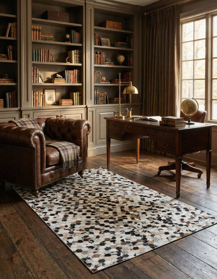 Detail image of 5' 1 x 8' 1 Cowhide Leather Rug