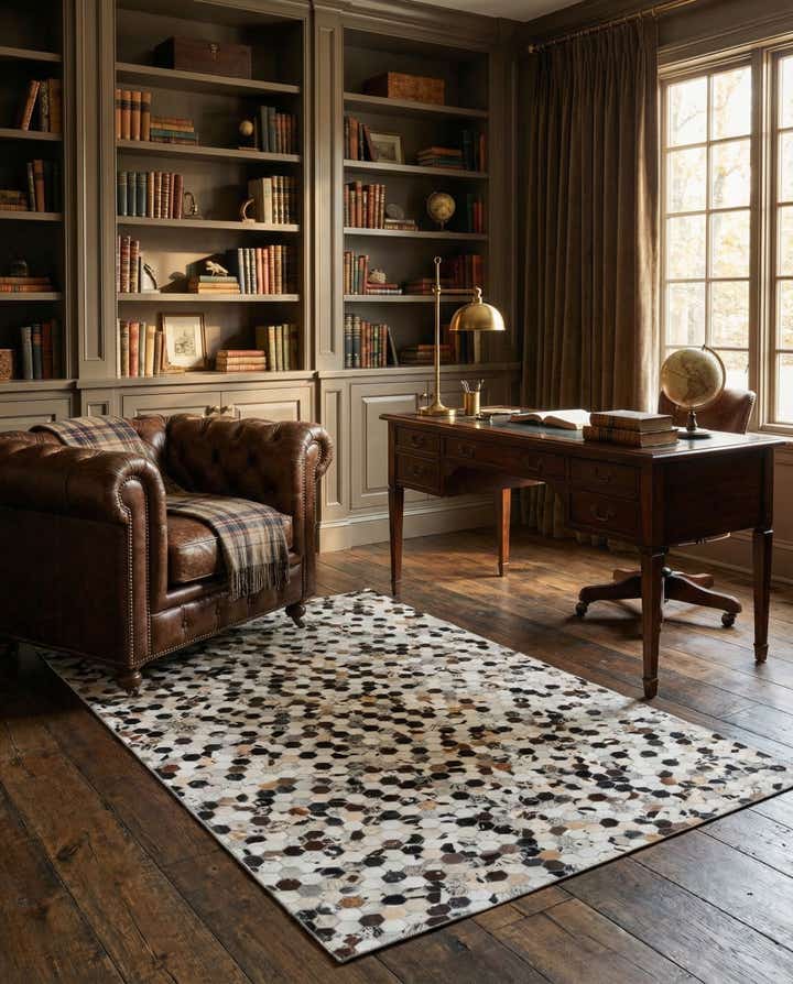 5' 1 x 8' 1 Cowhide Leather Rug
