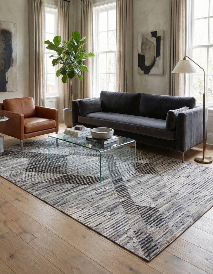 Detail image of 5' x 8' 1 Cowhide Stocks Rug