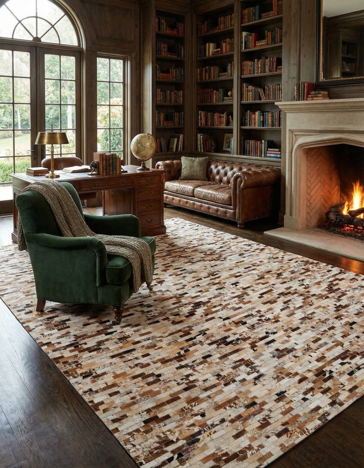 Detail image of 8' 1 x 10' Cowhide Leather Rug